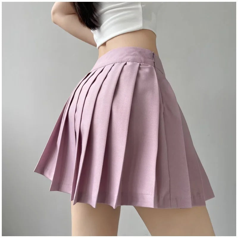 Girl's Pleated Skirt Women's Summer Short Skirt Korean Style High Waist Suit Draping Anti-exposure A- Line Skirt