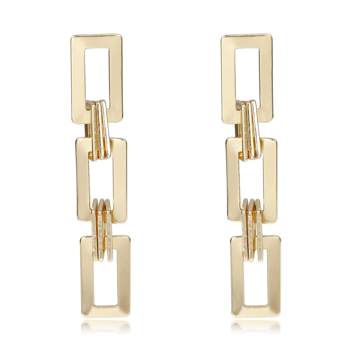 Flashbuy Thick Link U Shape Geometric Earrings Brass