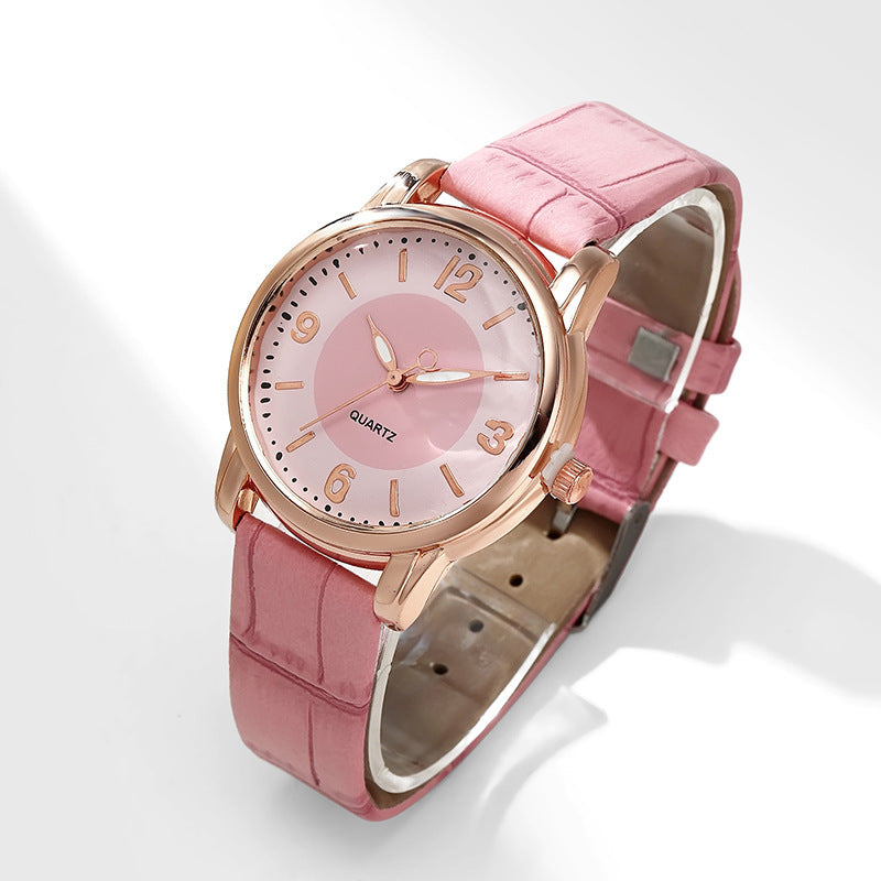 Women's Two-tone Dial Belt Quartz Watch