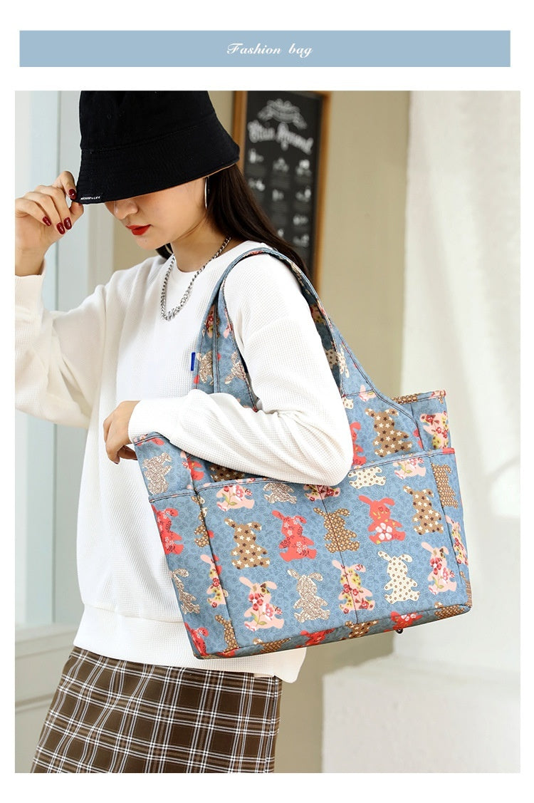 Women's Handbag Nylon Cloth Korean Cute Printed Shoulder Bag Casual Large Capacity