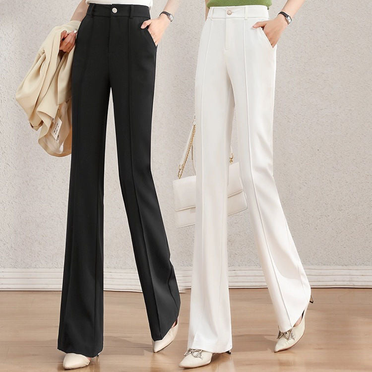 New High Waist Slimming White Casual Straight-leg Suit Pants For Women