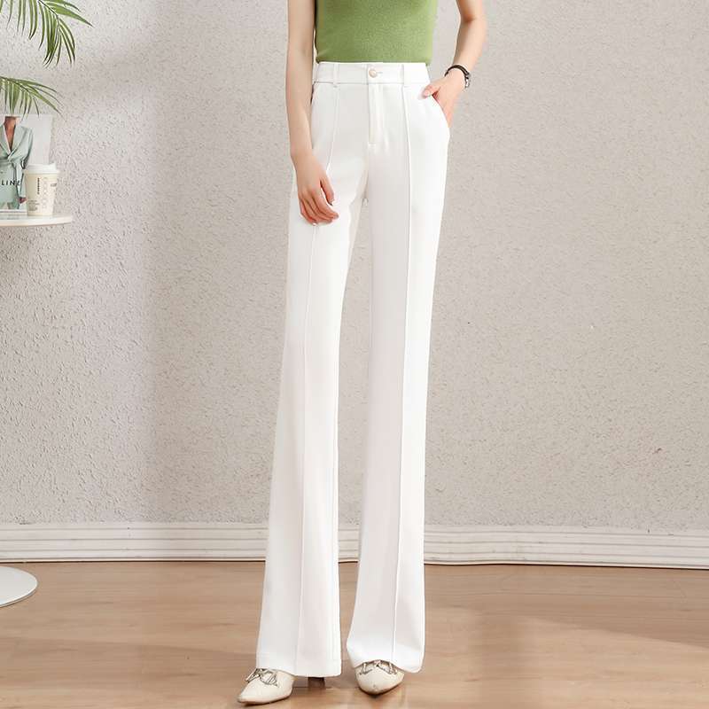 New High Waist Slimming White Casual Straight-leg Suit Pants For Women