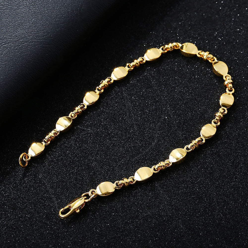 18K Gold Plated Bracelet Simple Fashion Ingot Necklace For Women