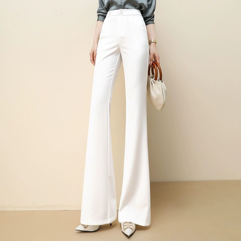 New High Waist Slimming White Casual Straight-leg Suit Pants For Women