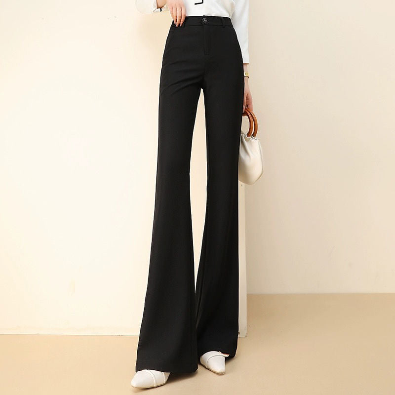 New High Waist Slimming White Casual Straight-leg Suit Pants For Women