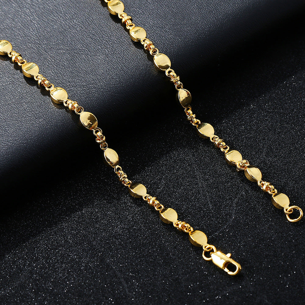 18K Gold Plated Bracelet Simple Fashion Ingot Necklace For Women