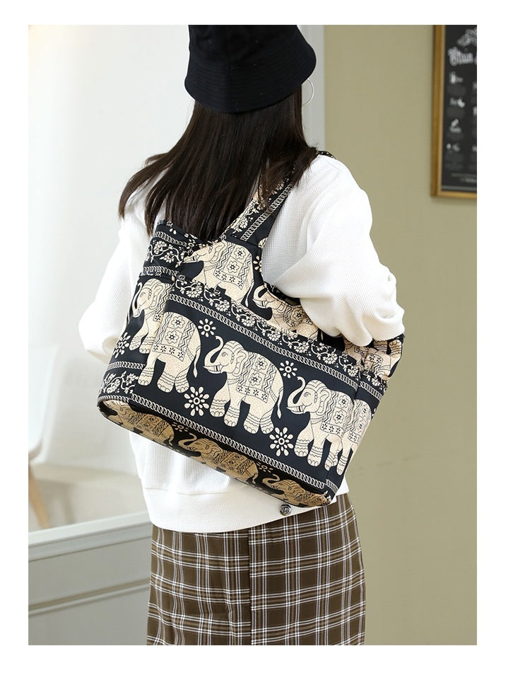 Women's Handbag Nylon Cloth Korean Cute Printed Shoulder Bag Casual Large Capacity