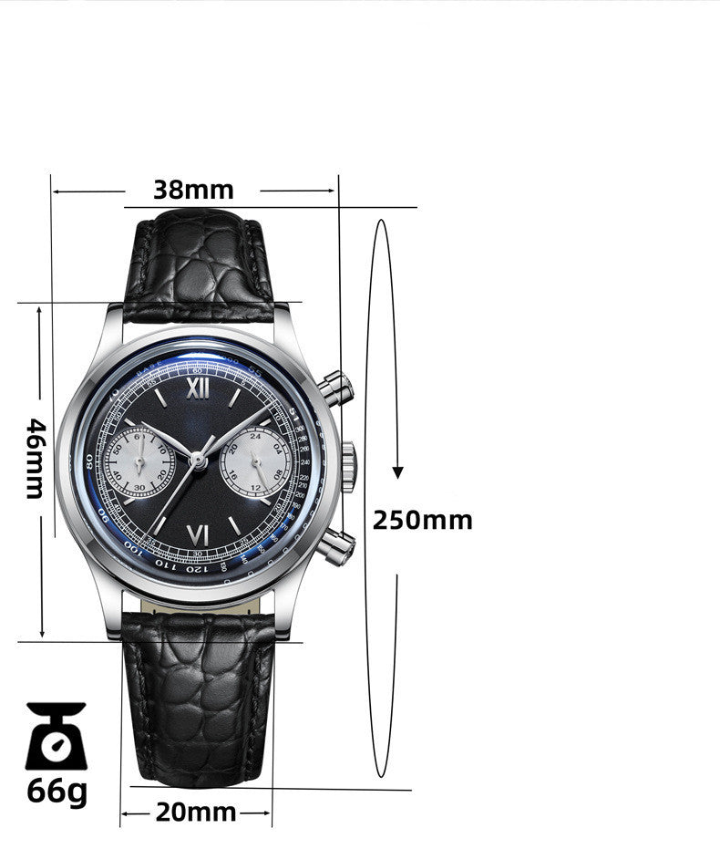 Stainless Steel Waterproof Real Two-eye Quartz Watch For Men